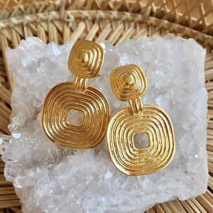 Vintage Gold Clip-on Statement Earrings